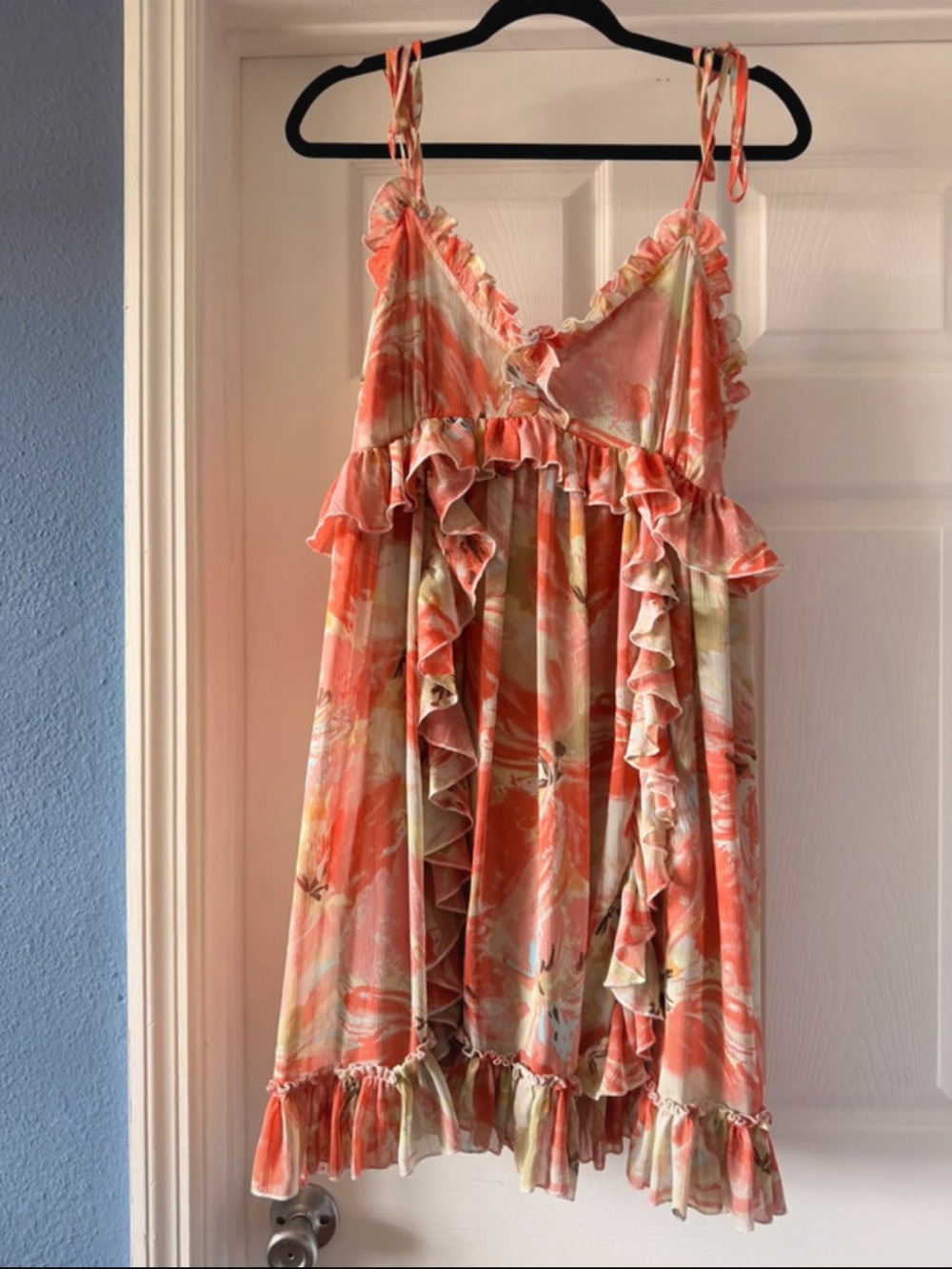 Buffalo David Bitton Coral Multi Ruffle Slip Dress